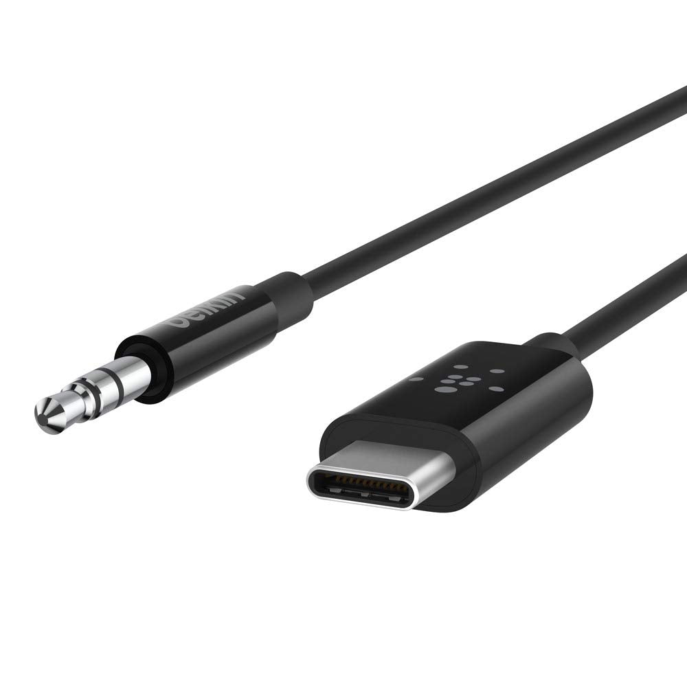 Belkin RockStar USB-C to 3.5mm Aux Cable| 3-Ft  Audio Cable, PVC Jacket with Aluminum Heads, Heavy Duty, for iPhone 15, Samsung Galaxy S23, Z Fold, iPad, MacBook, Pixel, more - Black