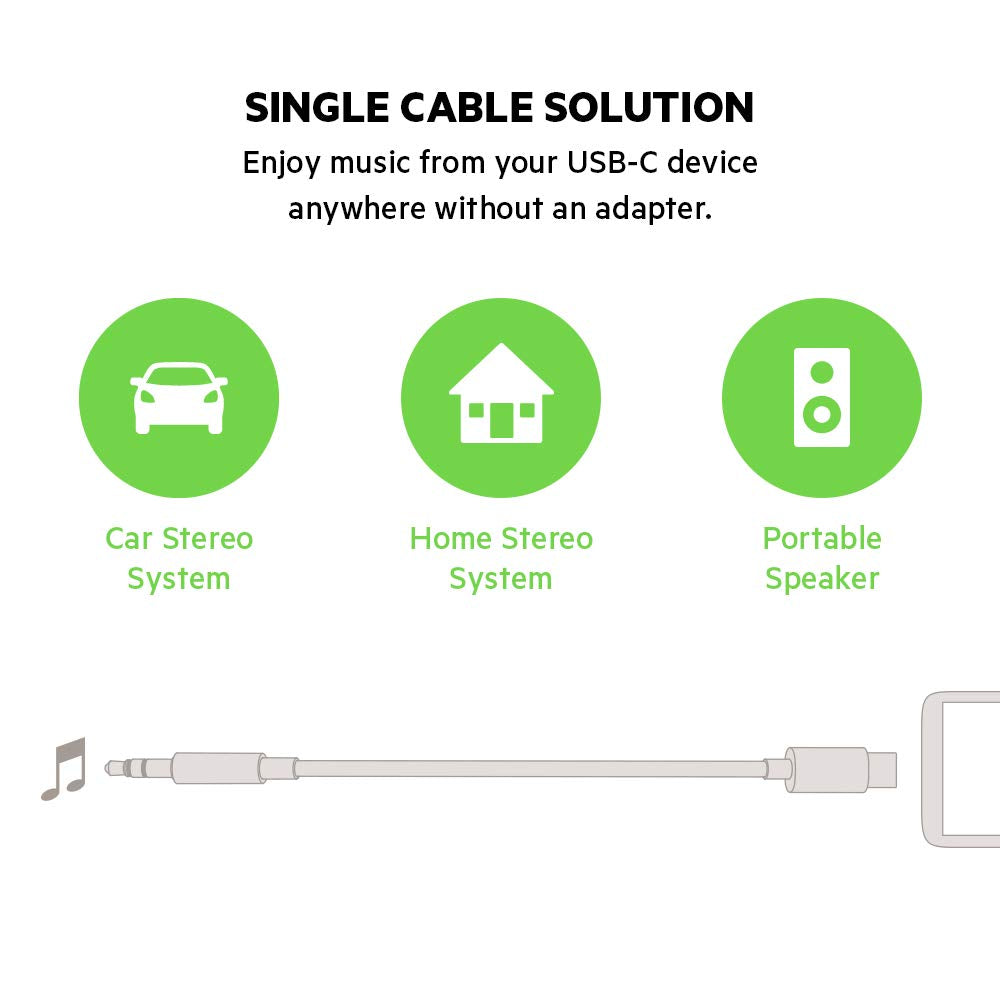 Belkin RockStar USB-C to 3.5mm Aux Cable| 3-Ft  Audio Cable, PVC Jacket with Aluminum Heads, Heavy Duty, for iPhone 15, Samsung Galaxy S23, Z Fold, iPad, MacBook, Pixel, more - Black