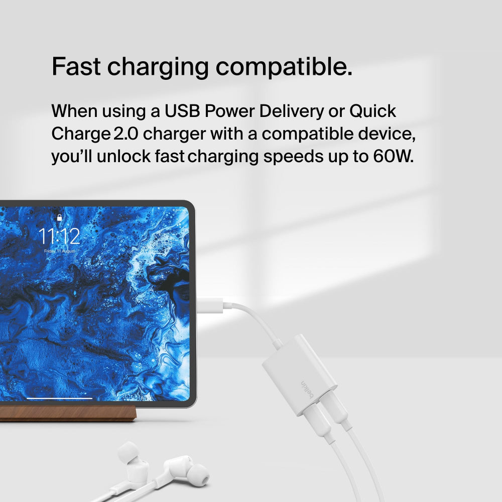 محول بيلكين روكستار 1X USB-C للصوت 1X USB-C للشحن -