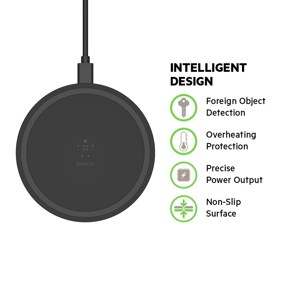 Belkin - Boost Up Wireless Charging Pad 10W with 1.2 m cable and AC adapter - Black