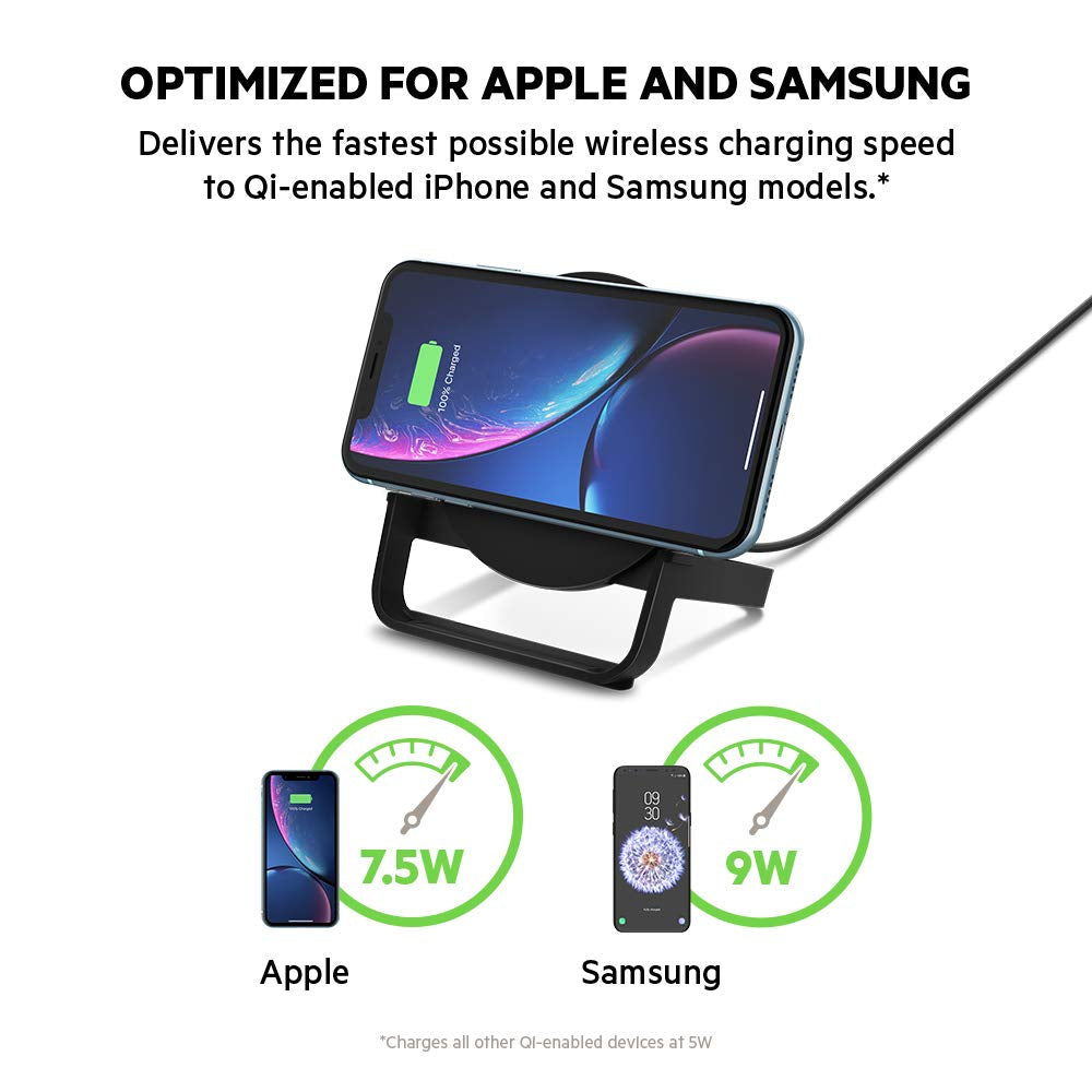 Belkin - Boost Up Wireless Charging Stand 10W with 1.2 m cable and AC adapter - Black