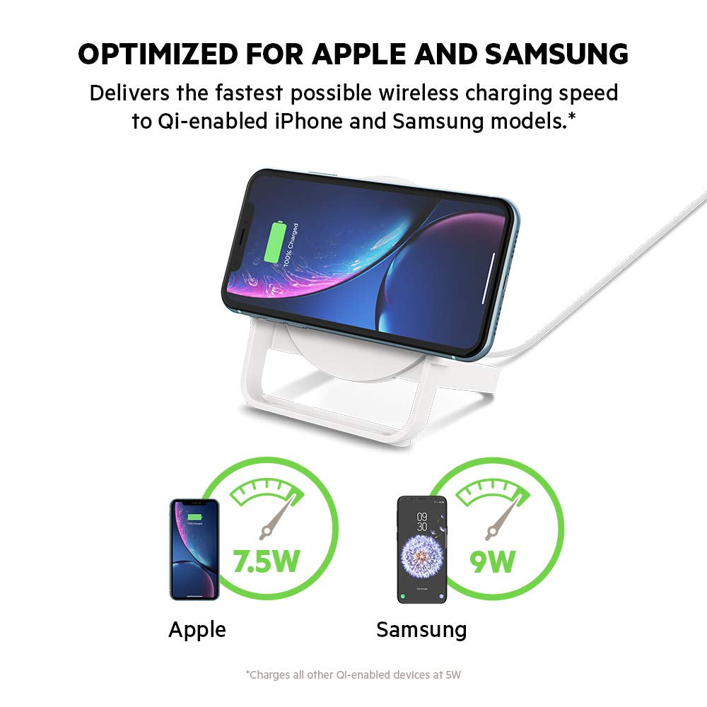 Belkin - Boost Up Wireless Charging Stand 10W with 1.2 m cable and AC adapter - White