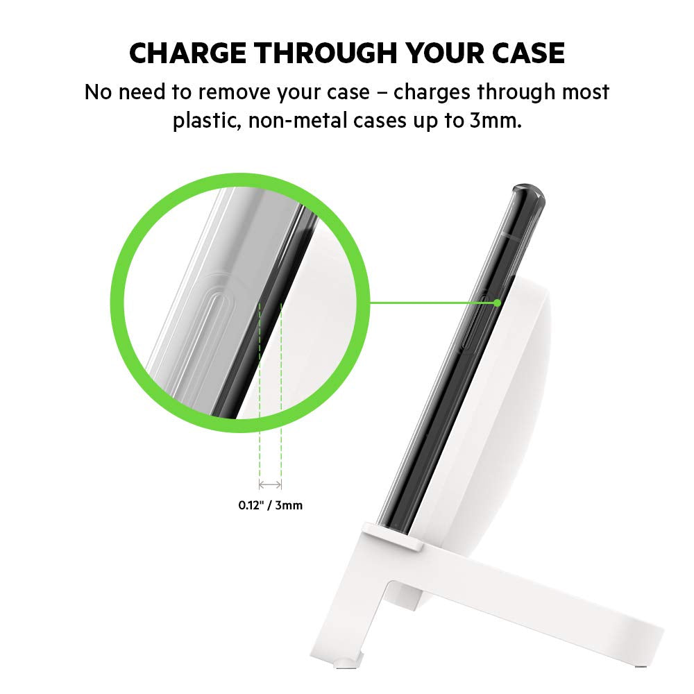Belkin - Boost Up Wireless Charging Stand 10W with 1.2 m cable and AC adapter - White