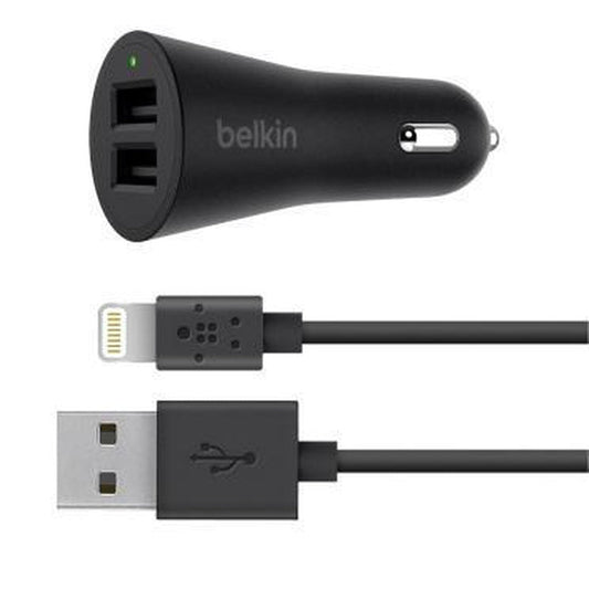 BELKIN BOOSTUP 2-Port Car Charger + USB-A to Lightning cable