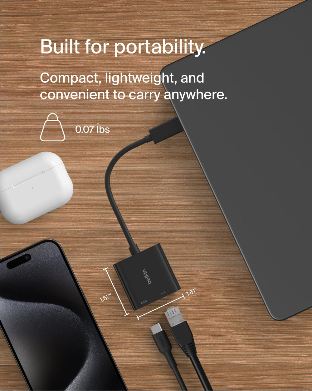 BELKIN Adapter Up To 100W Pd Usb C To Gigabit Ethern