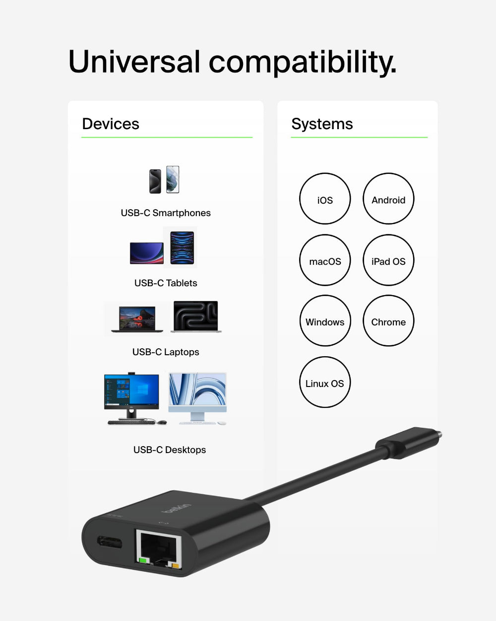 BELKIN Adapter Up To 100W Pd Usb C To Gigabit Ethern