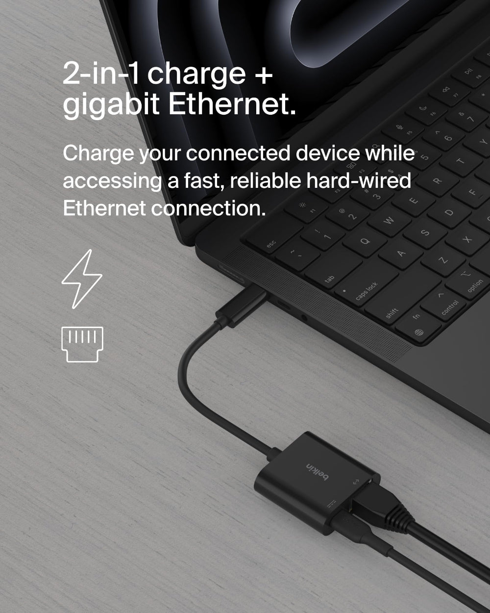 BELKIN Adapter Up To 100W Pd Usb C To Gigabit Ethern