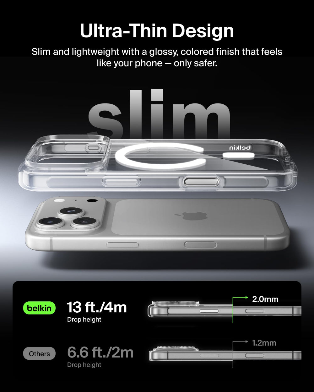 جراب شفاف من بيلكين لهاتف آيفون 17 برو بتقنية شيرفورس الشفافة