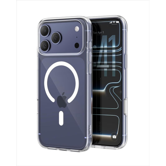 Belkin Clear Case for iPhone 17 Pro Max 6.9", 6 Ft. Drop Protection, MagSafe Compatible, Anti-Scratch, Slim 1.1cm, Raised Edges, Easy Grip, Polished Buttons, Made with Recycled Material - Clear