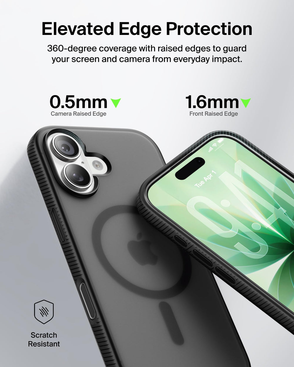 Belkin Grip Case for iPhone 17 6.3", 6 Ft. Drop Protection, MagSafe Compatible, Anti-Scratch, Slim 1.1cm, Raised Edges, Enhanced Grip, Polished Buttons, Made with Recycled Material - Black