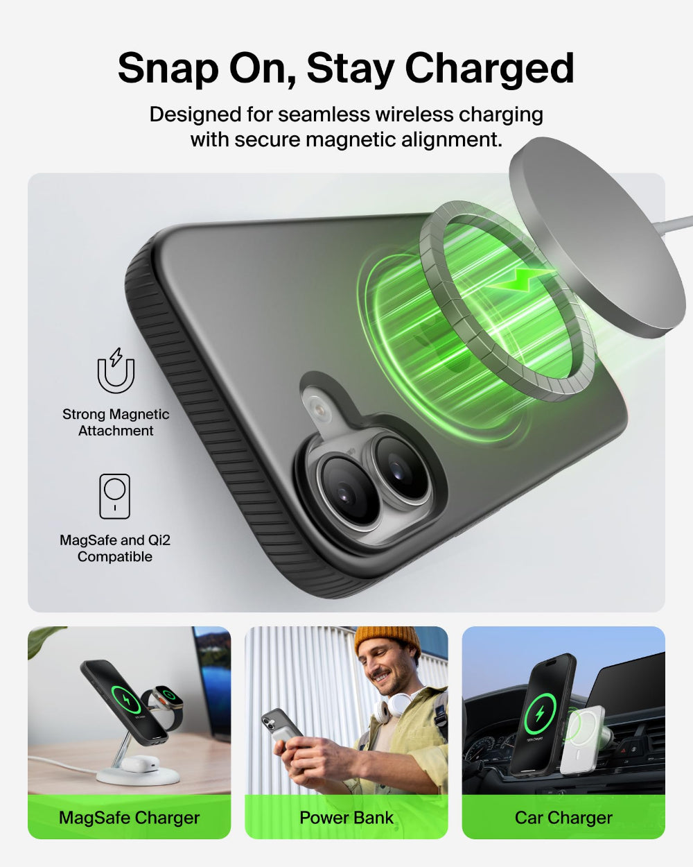 Belkin Grip Case for iPhone 17 6.3", 6 Ft. Drop Protection, MagSafe Compatible, Anti-Scratch, Slim 1.1cm, Raised Edges, Enhanced Grip, Polished Buttons, Made with Recycled Material - Black