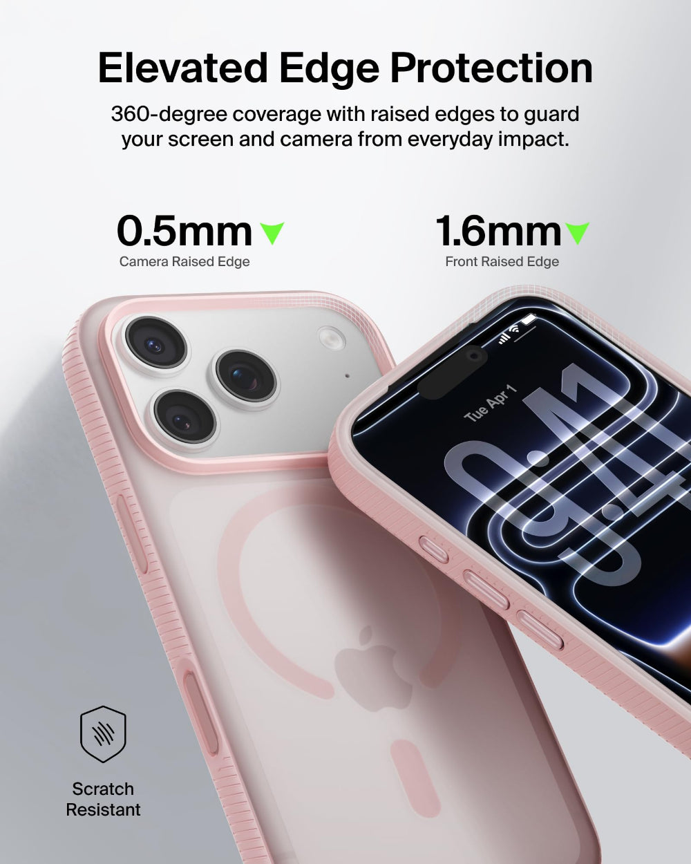 جراب بيلكين ذو الغطاء المانع للانزلاق لهاتف آيفون 17 برو، لون وردي شفاف