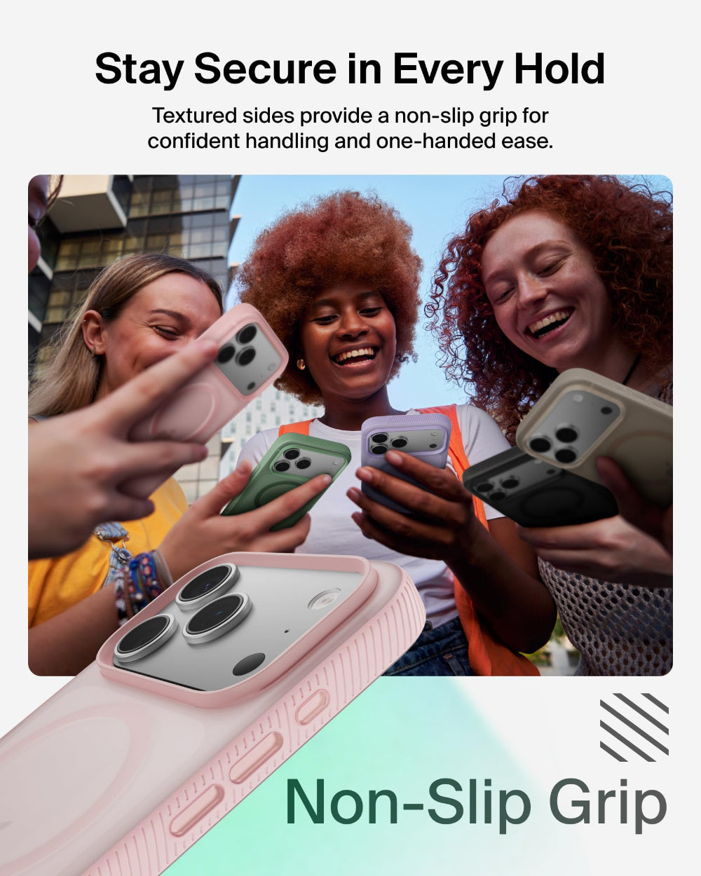 جراب بيلكين ذو الغطاء المانع للانزلاق لهاتف آيفون 17 برو، لون وردي شفاف