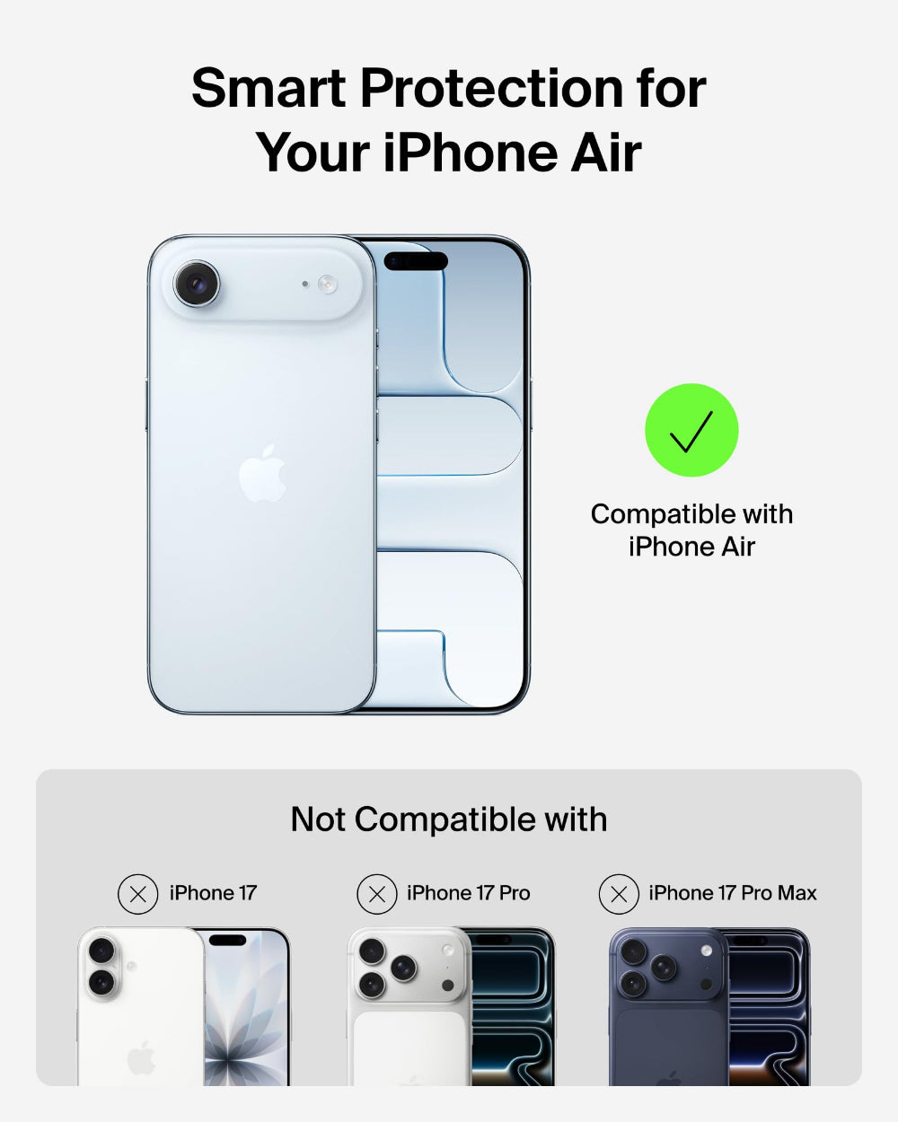 Belkin Grip Case for iPhone 17 Air 6.9", 6 Ft. Drop Protection, MagSafe Compatible, Anti-Scratch, Slim 1.1cm, Raised Edges, Enhanced Grip, Polished Buttons, Made with Recycled Material - Black