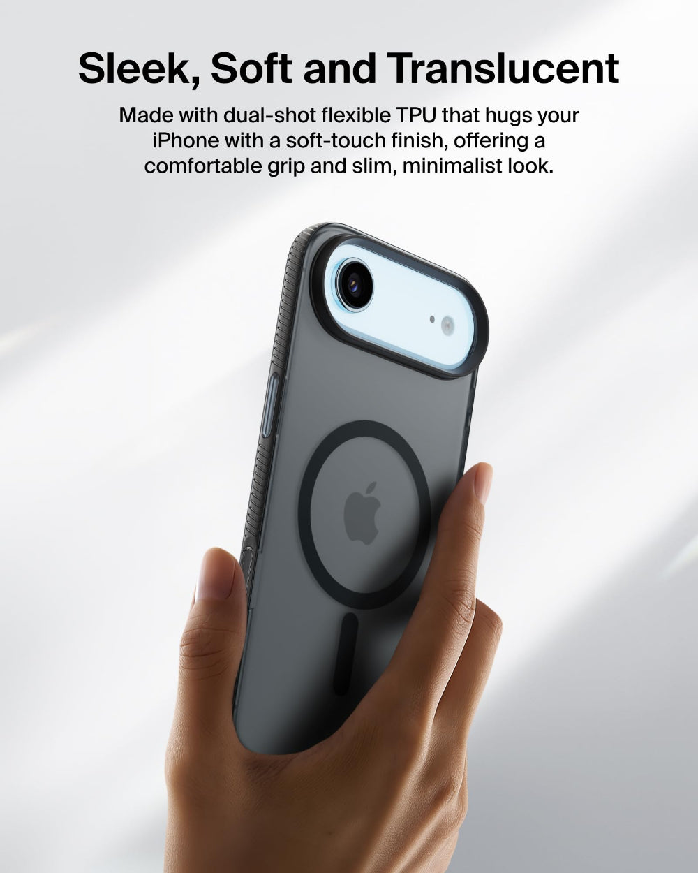 Belkin Grip Case for iPhone 17 Air 6.9", 6 Ft. Drop Protection, MagSafe Compatible, Anti-Scratch, Slim 1.1cm, Raised Edges, Enhanced Grip, Polished Buttons, Made with Recycled Material - Black