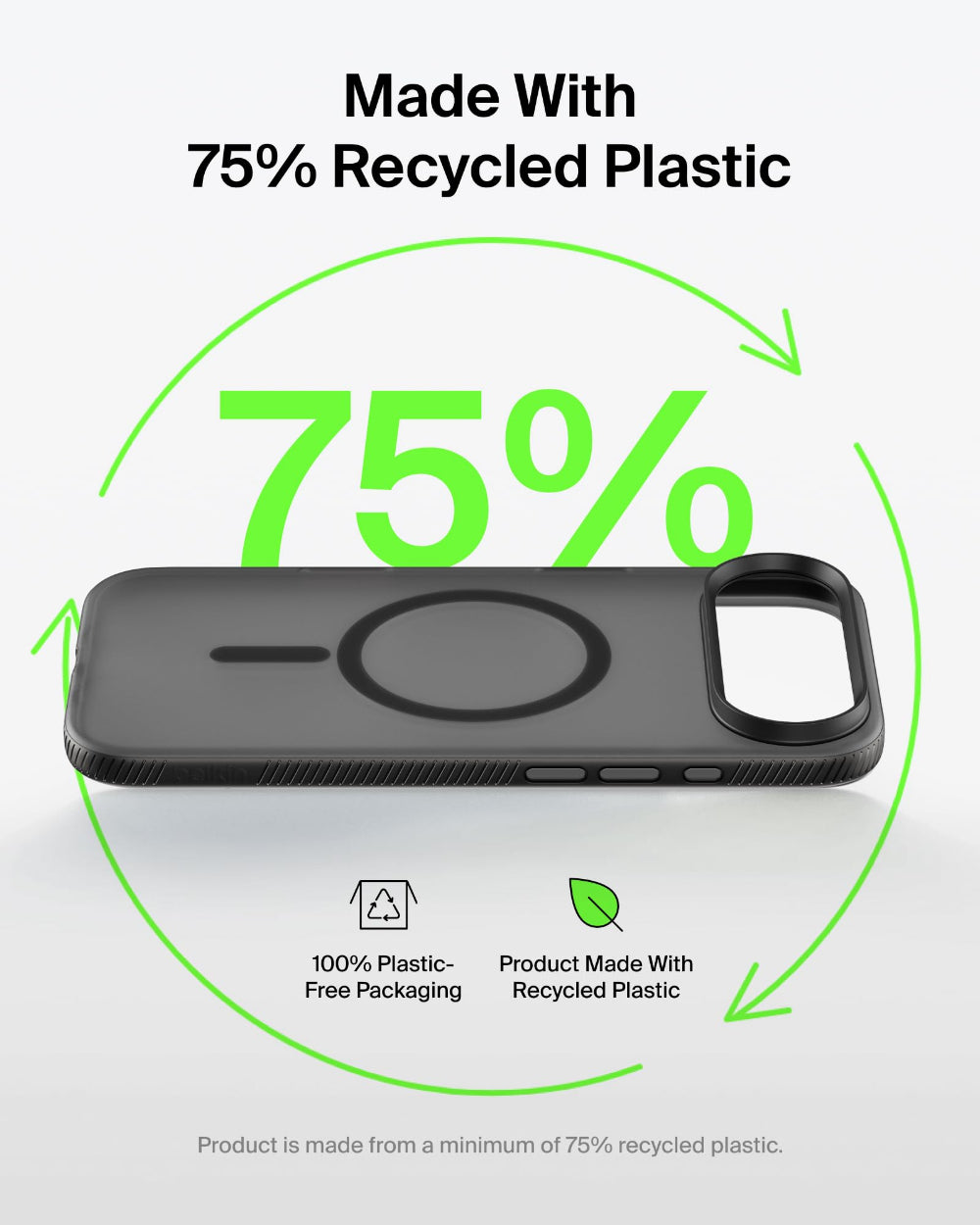 Belkin Grip Case for iPhone 17 Air 6.9", 6 Ft. Drop Protection, MagSafe Compatible, Anti-Scratch, Slim 1.1cm, Raised Edges, Enhanced Grip, Polished Buttons, Made with Recycled Material - Black