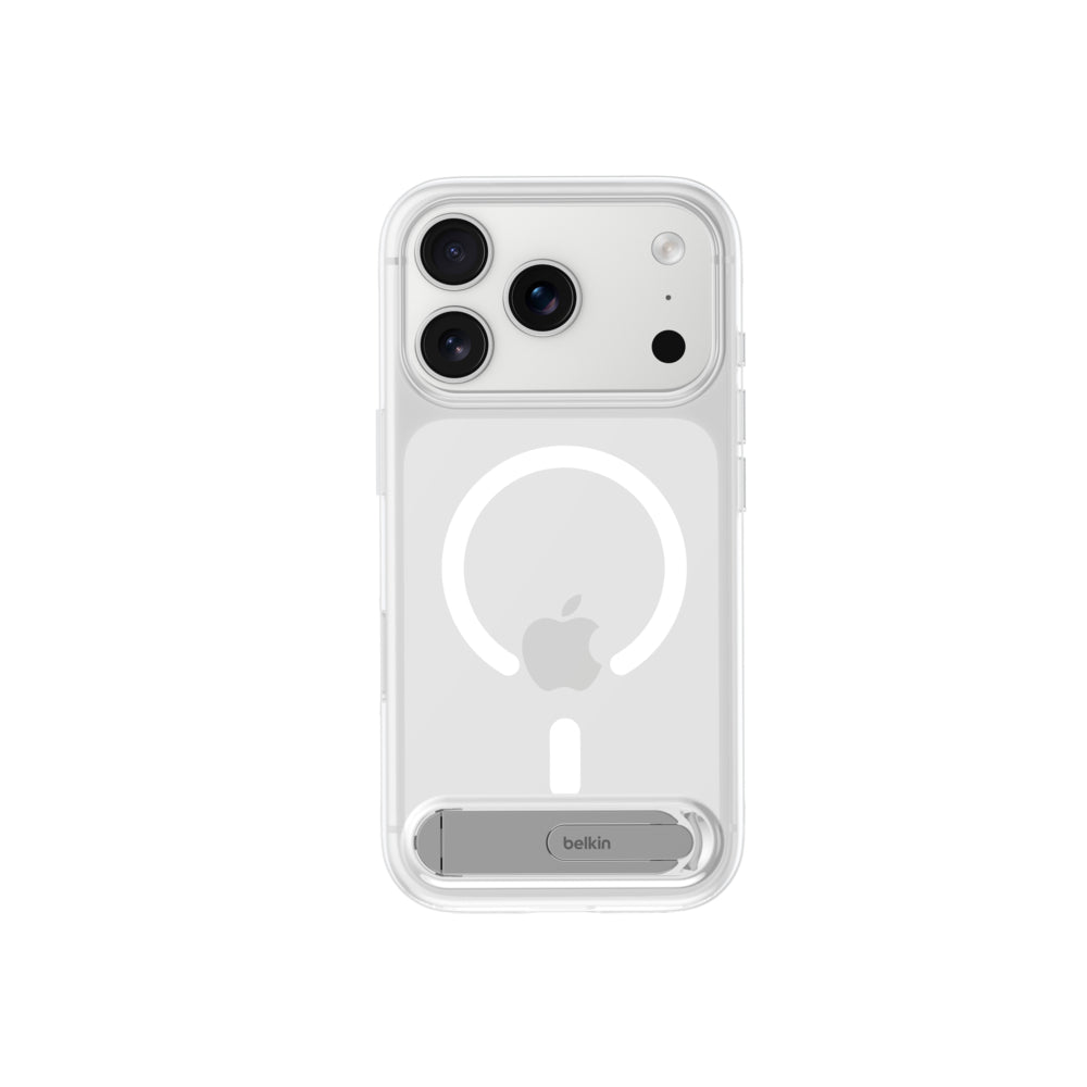 Belkin iPhone 18 Pro SheerForce Case with KickStand | 13Ft Drop Protection with MagSafe, Shock Absorbing Nano-Titan & Anti-Yellowing Technology, LandScape or Portrait Orientation - Clear
