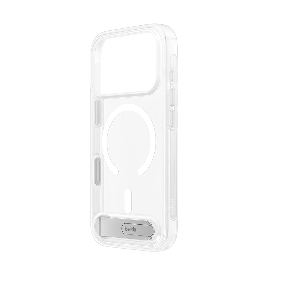 Belkin iPhone 18 Pro SheerForce Case with KickStand | 13Ft Drop Protection with MagSafe, Shock Absorbing Nano-Titan & Anti-Yellowing Technology, LandScape or Portrait Orientation - Clear