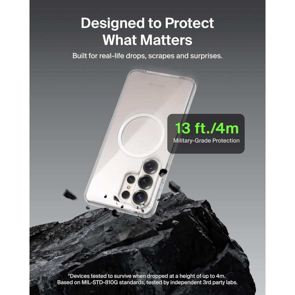 Belkin ScreenForce Magnetic Case for Samsung Galaxy S26 Ultra, Wireless Charging Compatible, Anti-Yellowing, Drop Protection, Heat Dissipation, Clear