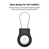 Belkin AirTag Case with Wire Cable, Secure Holder Protective Cover for Air Tag with Scratch Resistance, Alln Key Locking System for Bag, Backpack, Luggage, Car Keys, 50Kg Strength - Black