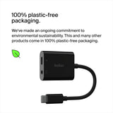 محول صوت بيلكين روكستار 3.5 ملم + محول شحن USB-C - أسود
