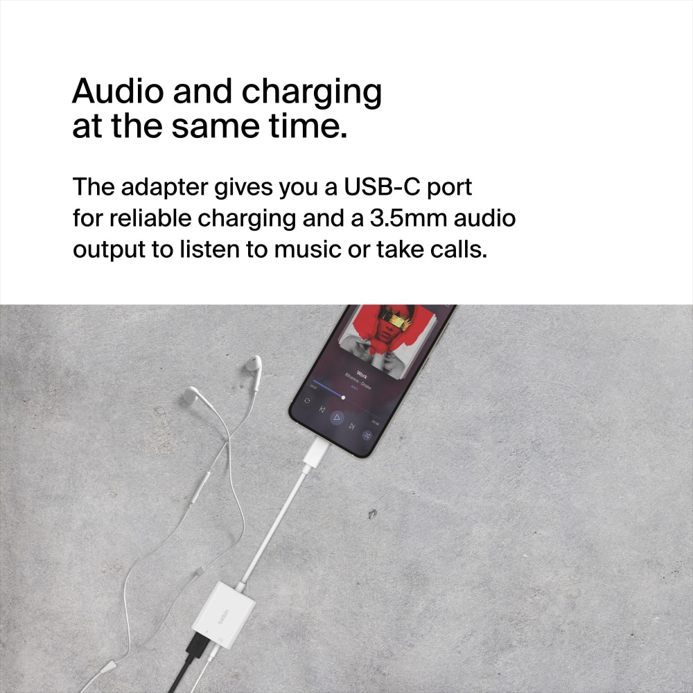 محول بيلكين روكستار، منفذ صوت 3.5 ملم، منفذ شحن USB-C