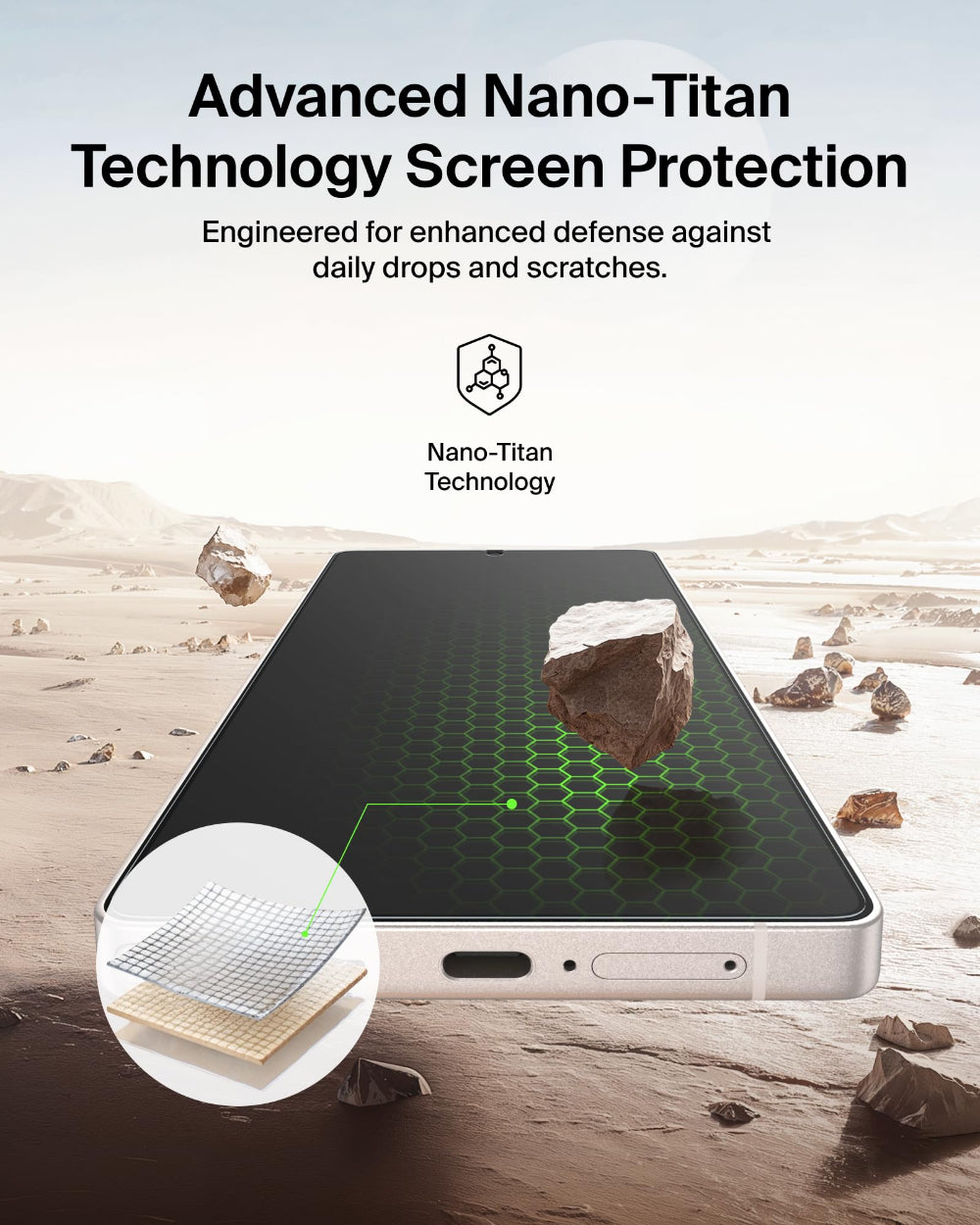 Belkin ScreenForce Titan SmartShield Screen Protector for Samsung Galaxy S26 Ultra, Anti-Reflective, 9H Scratch Resistant, Fingerprint Compatible, Clear