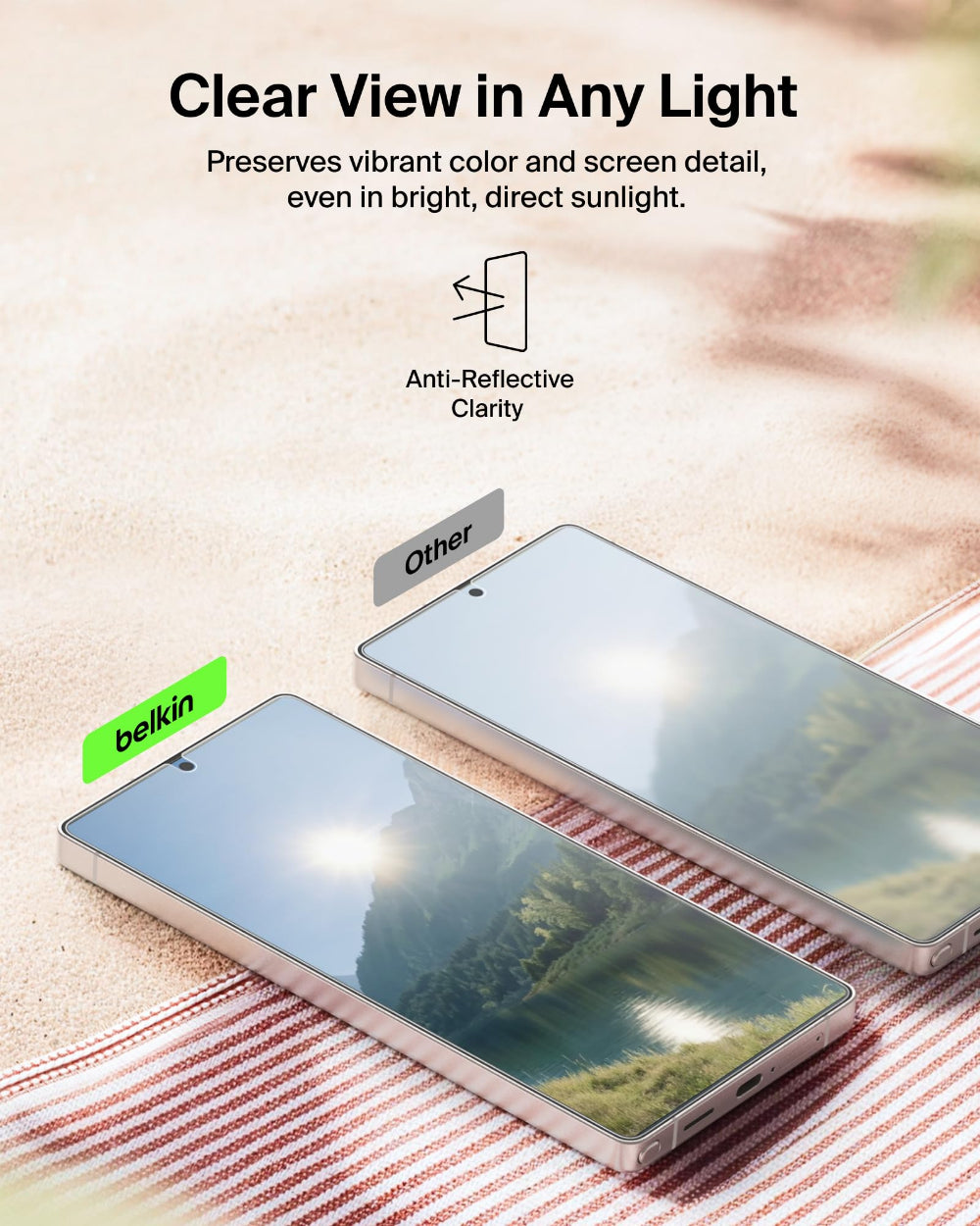 Belkin ScreenForce Titan SmartShield Screen Protector for Samsung Galaxy S26 Ultra, Anti-Reflective, 9H Scratch Resistant, Fingerprint Compatible, Clear