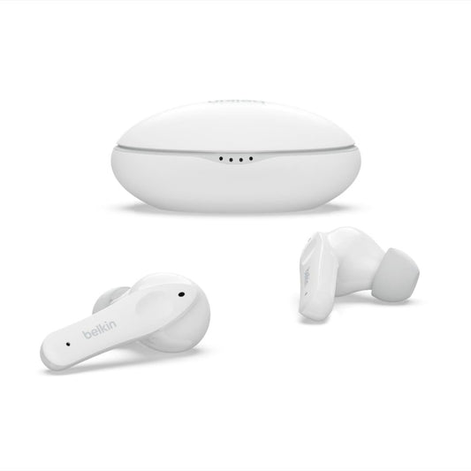 Belkin SOUNDFORM NANO True Wireless Earbuds for KIDS - Bluetooth In-Ear KID FRIENDLY w/ Volume Limiter & Touch Control, 24HRS Battery, for Apple iPhone/iPad, Samsung/Huawei, Tablets & Laptops - White