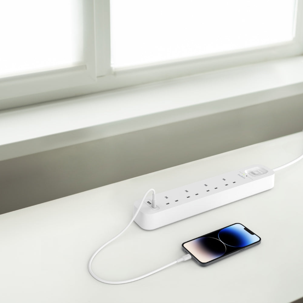 [OPEN BOX] BELKIN Surge Protector 4 outputs - 2 Ports USB-C and USB-A - 2M - White