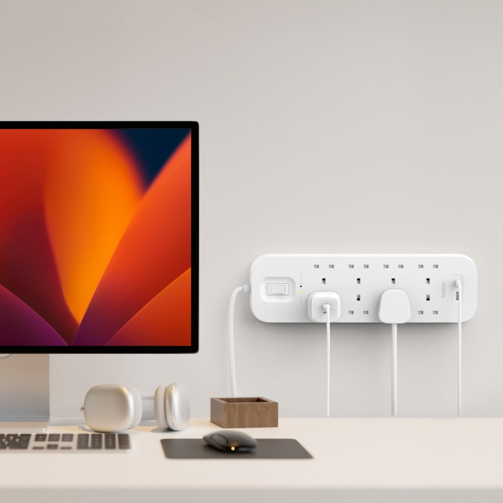 [OPEN BOX] BELKIN Surge Protector 8 outputs - 2 Ports USB-C and USB-A - 2M - White