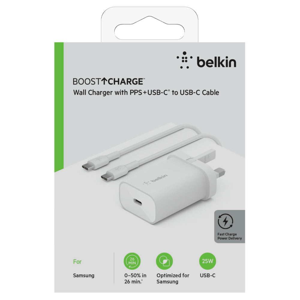 BELKIN BoostCharge 25W Wall Charger with PPS USB-C - White