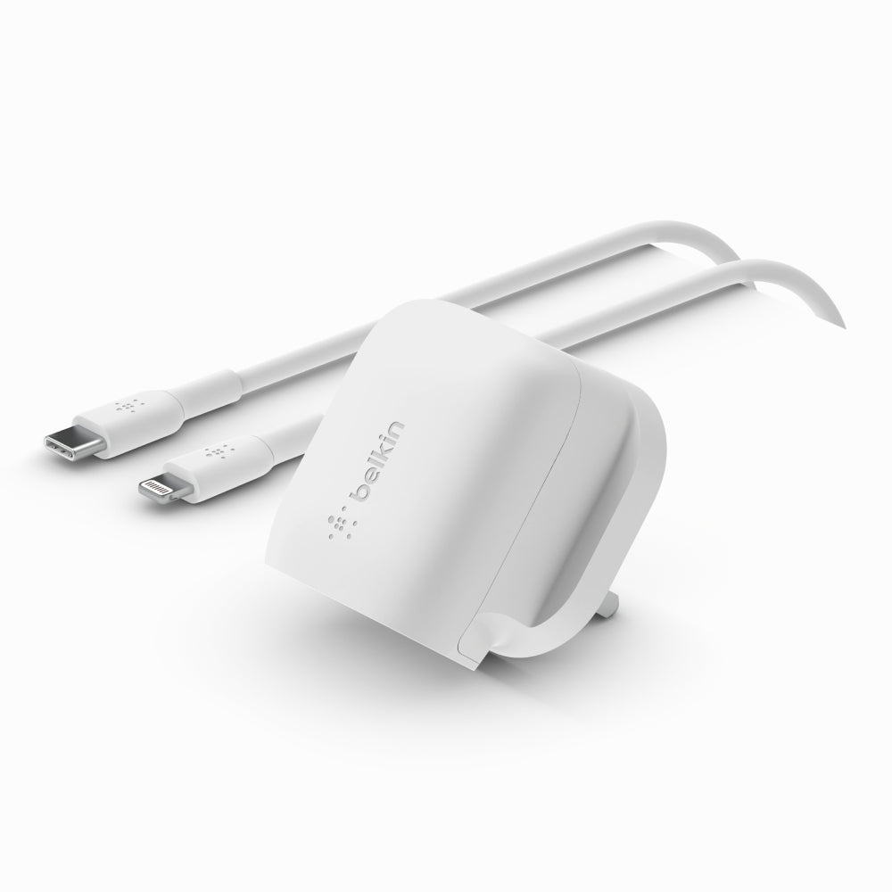 BELKIN BoostCharge 20W Wall Charger with USB-C Cable 1m - Lightning Connector - UK 3-Pin Plug - White