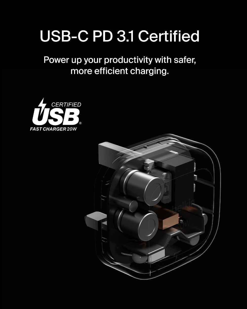 Belkin BoostCharge Compact USB-C Wall Charger 20W| PD Wall Charging, for iOS and Android SmartPhones, Tablets, Wireless Earphones, UK-Plug, White