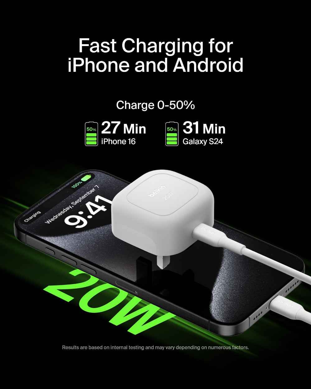 Belkin BoostCharge Compact USB-C Wall Charger 20W| PD Wall Charging, for iOS and Android SmartPhones, Tablets, Wireless Earphones, UK-Plug, White