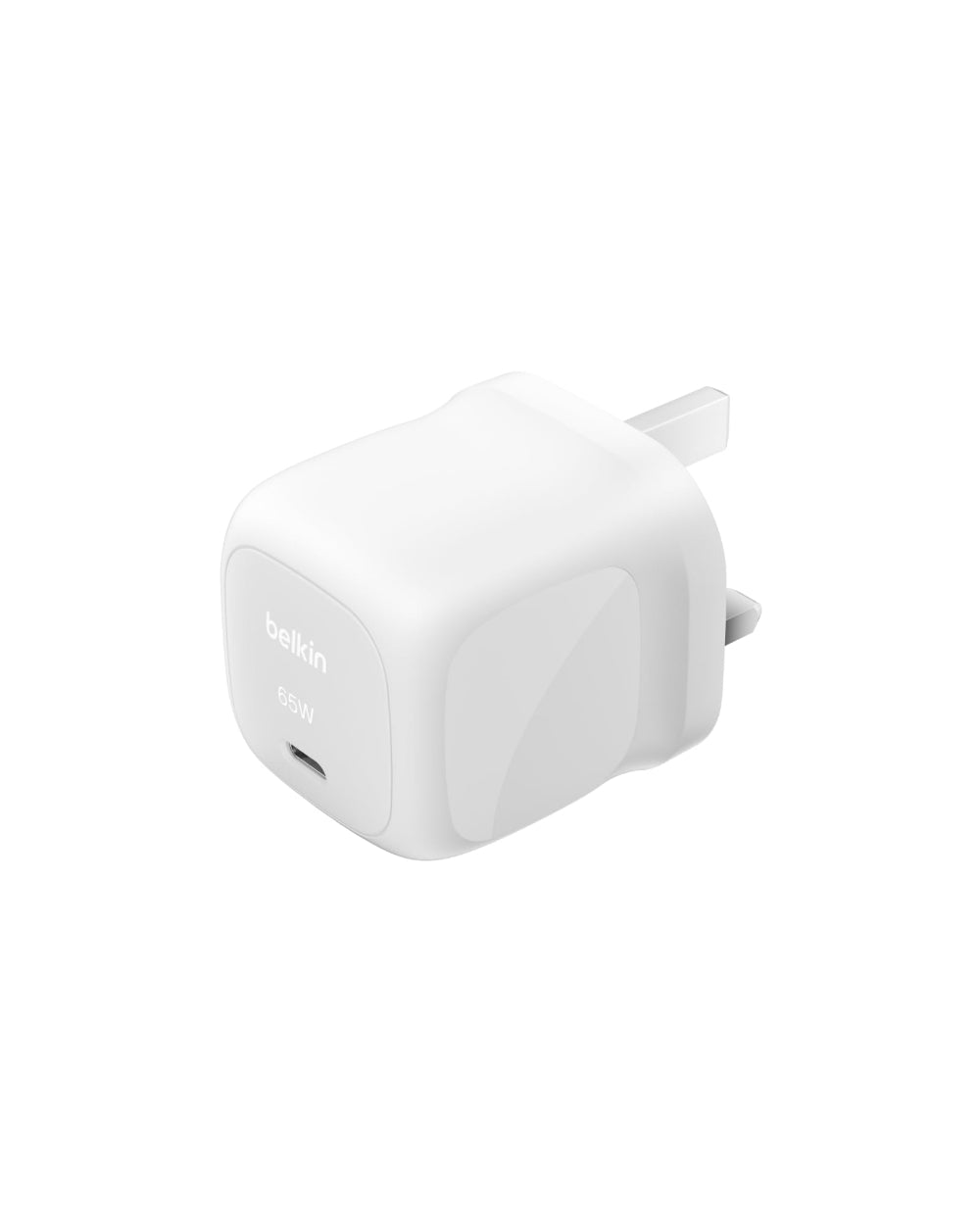 Belkin BoostCharge Compact USB-C Wall Charger 65W, USB-C PD Fast Charger, PPS, Foldable UK Plug, iPhone and Samsung Compatible, White