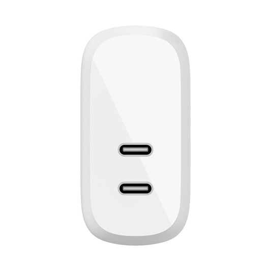 Belkin BOOSTCHARGE Dual USB-C PD Wall Charger 40W | UK 3-pin Type-C Home Power Adapter, 2 Ports Fast Charge for Apple iPhone 13/12 Pro Max Mini, iPad Pro/Air/Mini, Google Pixel, Samsung