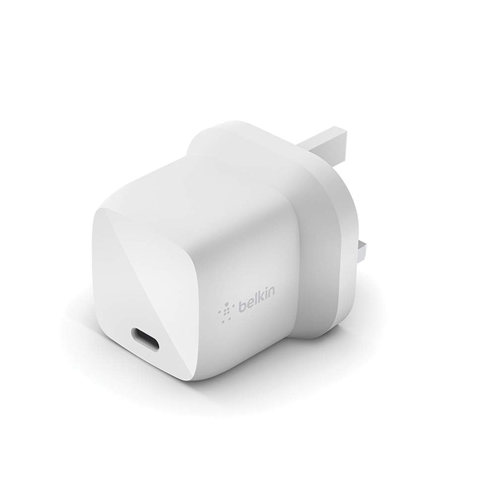 Belkin BOOSTCHARGE USB-PD GaN Wall Charger 30W (USB-C Fast Charger for Apple iPhone 12, 11 Pro Max/11 Pro/XR/XS MAX/X/8/8 Plus, MacBook Air/ Macbook Pro, iPad Pro, Pixel, Galaxy, & more) - White