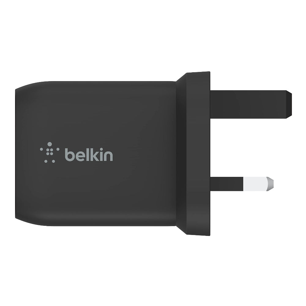 Belkin BoostCharge 65W Dual USB-C PD Wall Charger w/ PPS - Fast Charger w/ GAN Technology, Dual USB-C Ports, for Smartphones, Tablets, Apple MacbookPro 13"/ Air, ChromeBook - UK 3-Pin Plug - Black