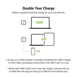 Belkin BoostCharge 65W Dual USB-C PD Wall Charger w/ PPS - Fast Charger w/ GAN Technology, Dual USB-C Ports, for Smartphones, Tablets, Apple MacbookPro 13"/ Air, ChromeBook - UK 3-Pin Plug - Black