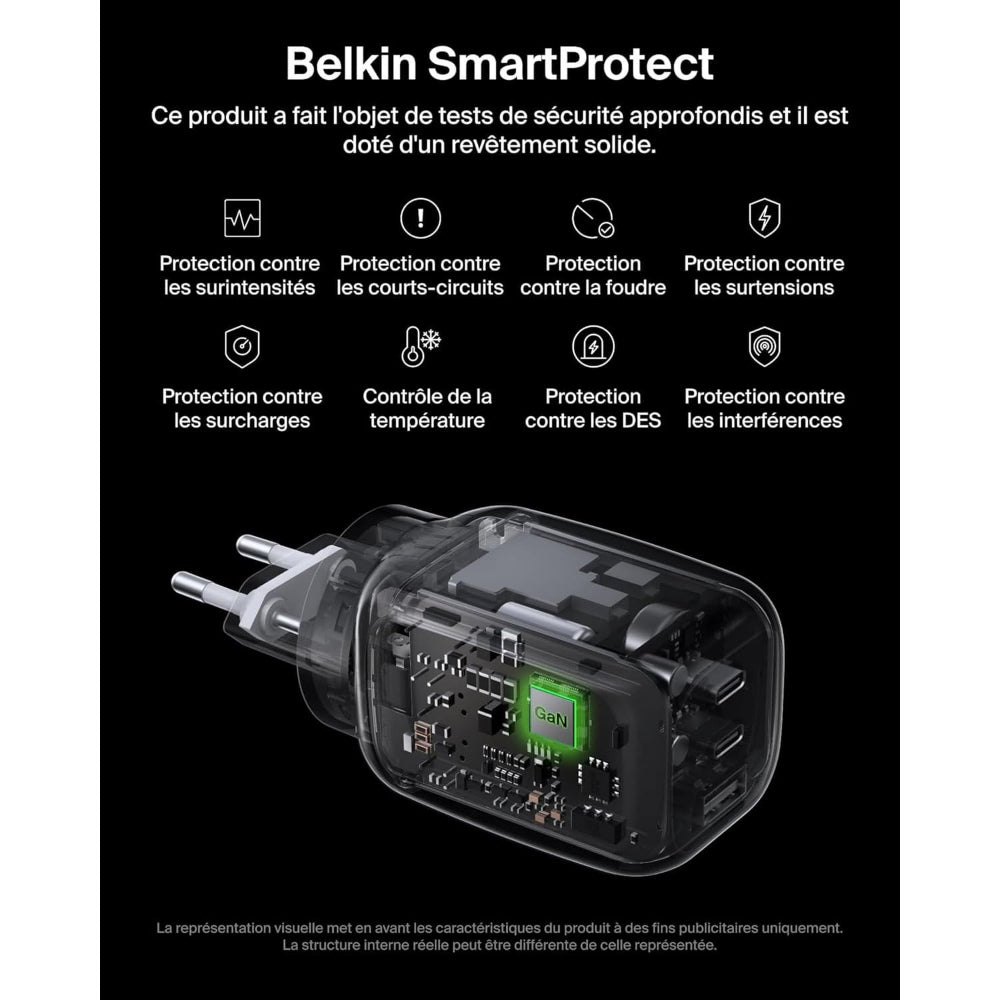 Belkin BoostCharge Pro 3-Port GaN Wall Charger 100W + Travel Adapters | PD Fast Charger, Compact Wall Charger w/ International Plugs,for iPhone, Samsung, iPad, Tablets, MacBook and USB-C Devices