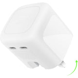 Belkin 2-Port USB C Plug 67W, Dual-Port GaN Charger with 2x USB C Ports, Fast Charging for MacBook, iPhone 17, iPad Pro, Chromebook, Galaxy S25 Ultra, Pixel 10, etc. - Travel Essentials - White