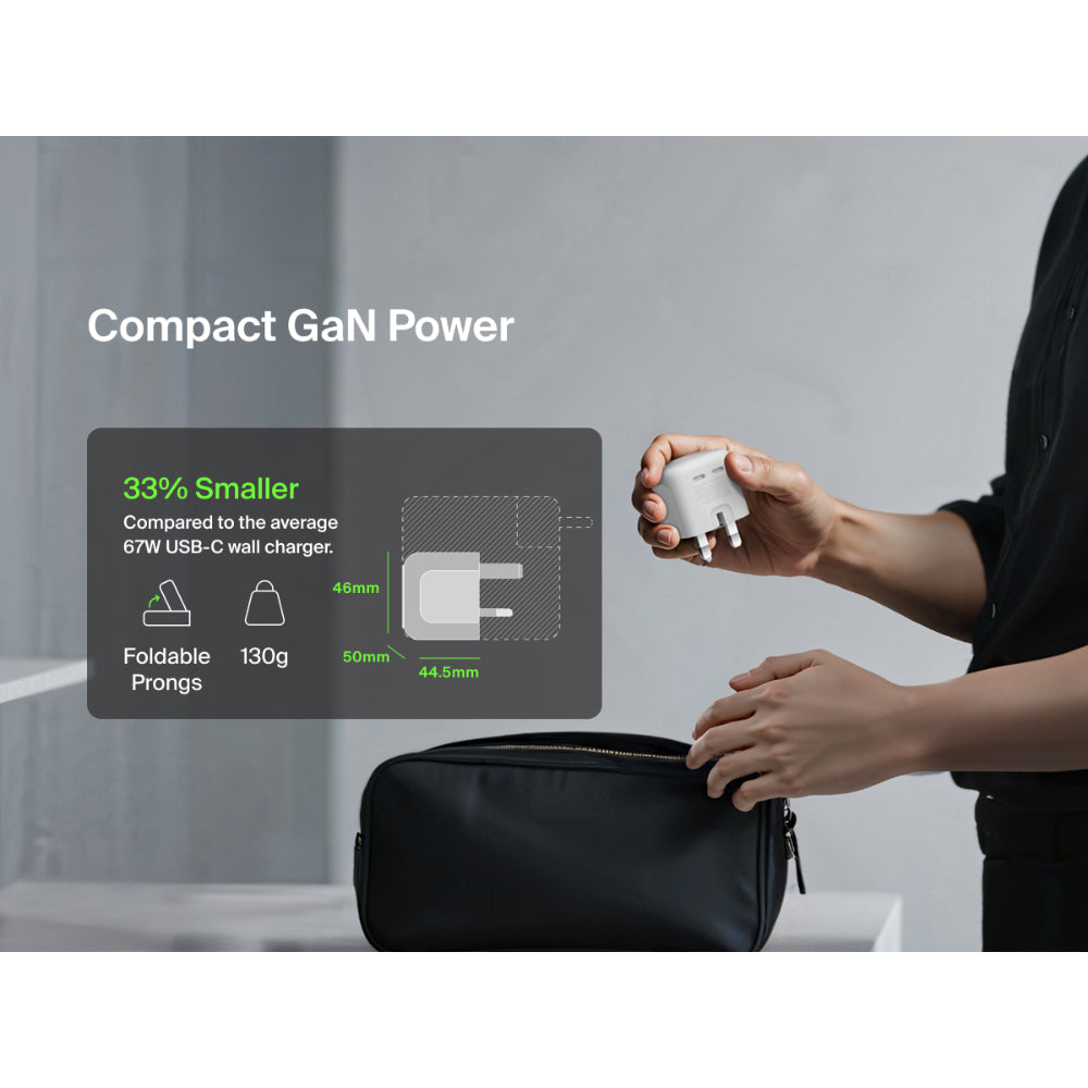 Belkin 2-Port USB C Plug 67W, Dual-Port GaN Charger with 2x USB C Ports, Fast Charging for MacBook, iPhone 17, iPad Pro, Chromebook, Galaxy S25 Ultra, Pixel 10, etc. - Travel Essentials - White