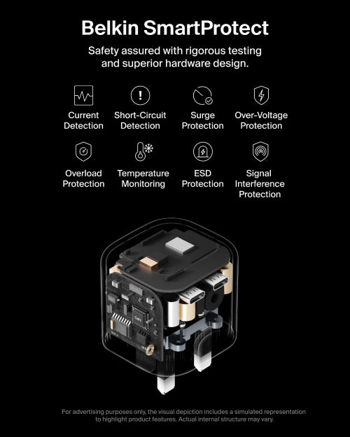 Belkin BoostCharge Pro Dual USB-C GaN Wall Charger 67W | 2-Port USB-C, PD 3.1 PPS, Foldable Prongs, for MacBooks, Laptops, Tablets, Smartphones, USB-C Devices, Black