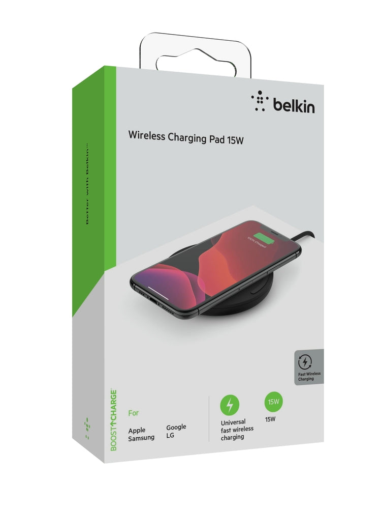 BELKIN Wireless Charging Pad 15W + QC 3.0 24W + Wall Charger