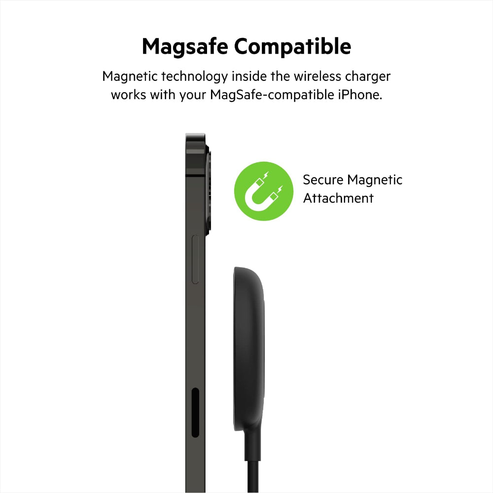 Belkin Magnetic Wireless Charger Pad 7.5W - MagSafe Compatible, Safe and Secure, for Apple iPhone 12 Mini, iPhone 12, iPhone 12 Pro, iPhone 12 Pro Max - Black