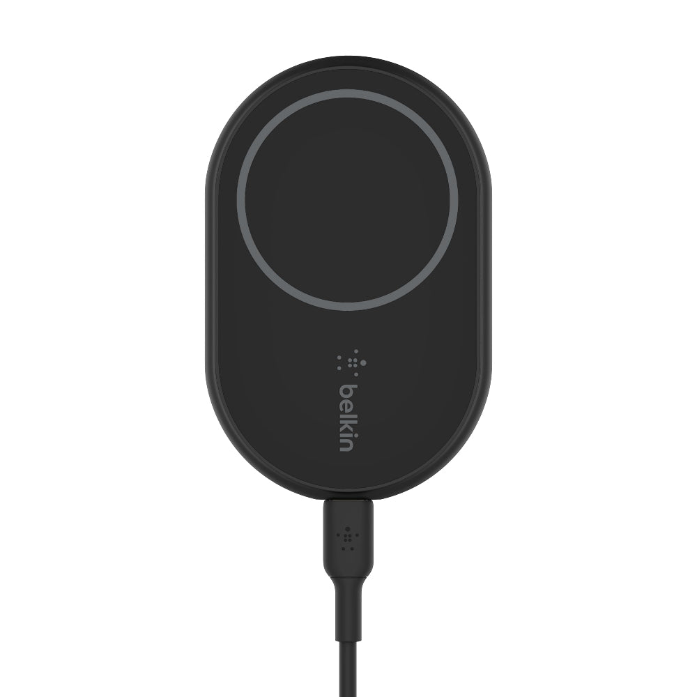 شاحن سيارة لاسلكي مغناطيسي من بيلكين بوست تشارج بقوة 10 واط - يتضمن كابل USB-C + محول طاقة للسيارة بقوة 20 واط - أسود