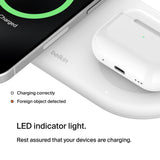 Belkin BoostCharge Pro 2-in-1 Wireless Charging Pad with Magnetic Qi2 15W, Fast Charging iPhone Wireless Charger Compatible with iPhone 15 Series, AirPods, MagSafe Enabled Devices - White