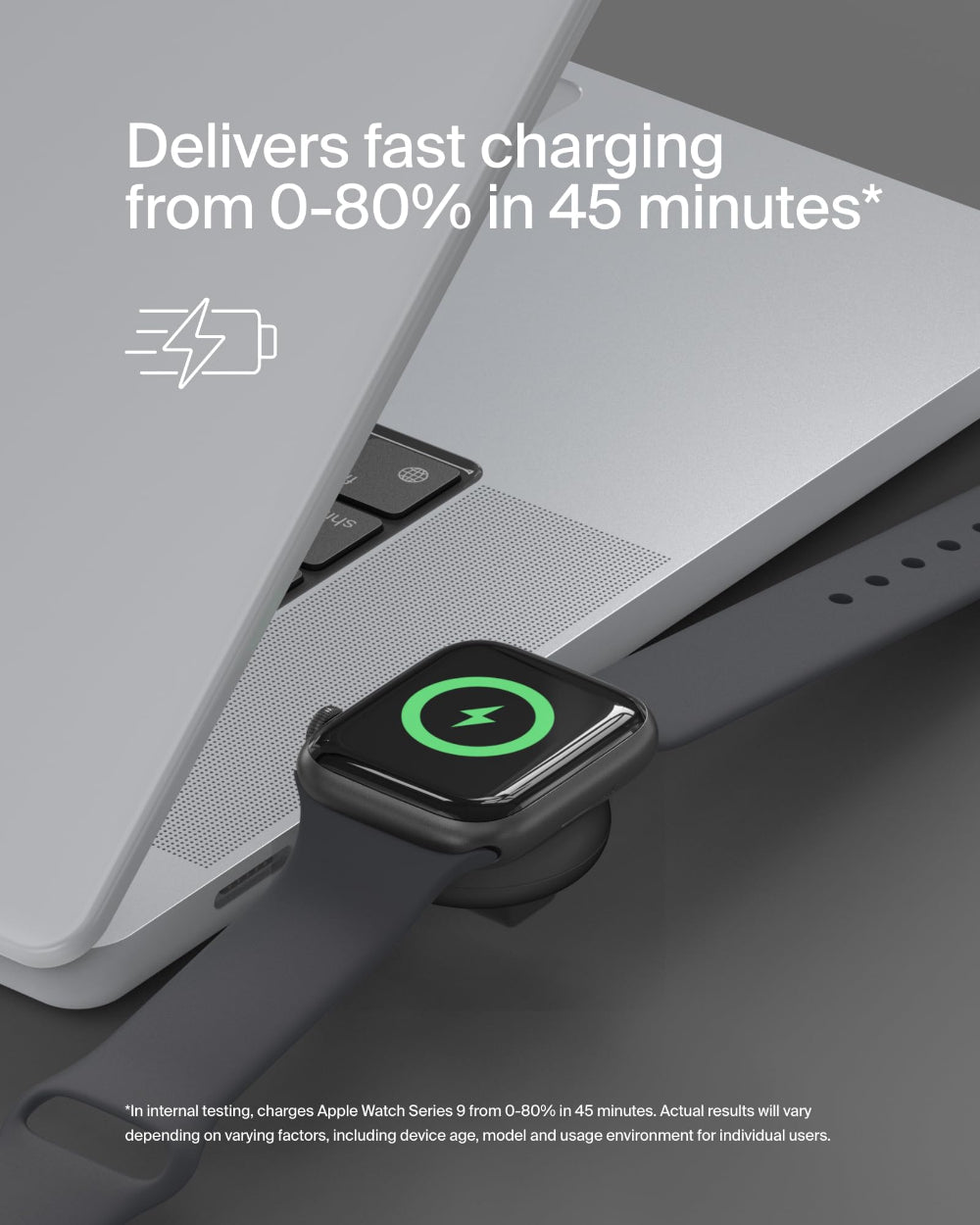 شاحن لاسلكي من بيلكين، محول ساعة أبل، منفذ USB-C، شحن سريع، أسود