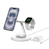 Belkin BoostCharge Pro 3-in-1 Wireless Charging Stand with Qi2 15W, iPhone, Apple Watch and AirPods Charger, with EU Plug, White